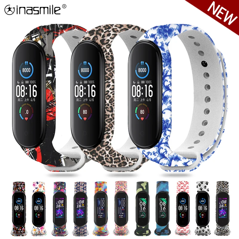 Модный силиконовый браслет с рисунком каракули для xiaomi Mi band 6 5 4 3 сменный ремешок