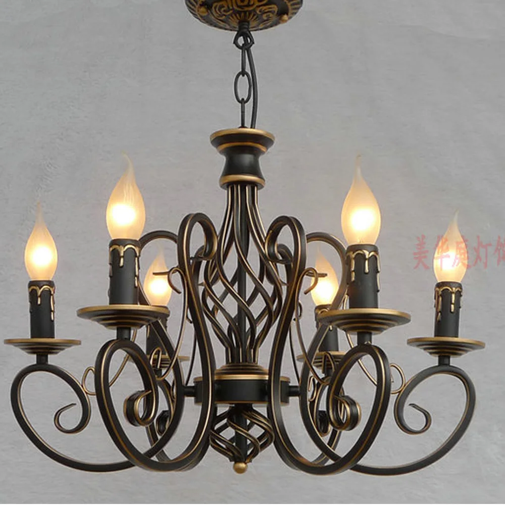 

Suspension Antique Iron Chandelier Ceiling110V/220v E14 LED Bulbs Living Room Chandeliers for The Bedroom Home Lighting