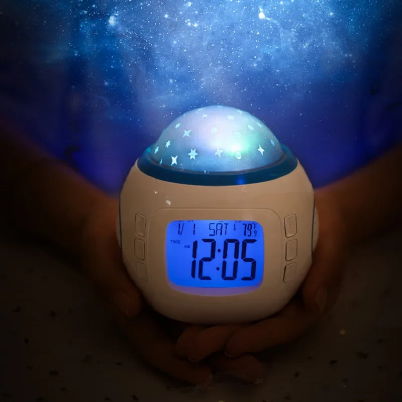 

Strange New Starry Sky Projection Lamp Bedroom Bedside Lamp Creative Alarm Clock LED Night Light Gift CHILDREN'S Room Ambience L