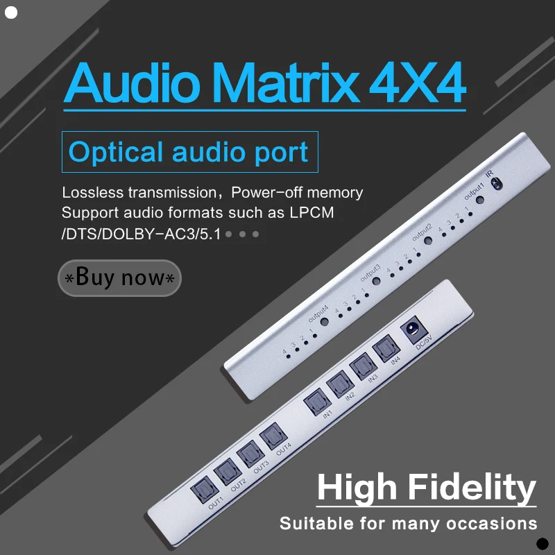 Spdif Splitter 4 In 4 Out 4 X4 Matrix Digital Spdif Toslink Splitter Audio Ottico 1 Ingresso 4 Uscita Interruttore In Fibra Ottica 4 In 1 Out