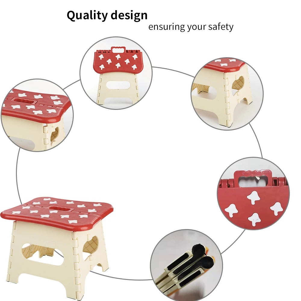Kids Chair Cute Portable Plastic Stools Thicken Step Folding Child Stool Plastic Foldable Chairs Kids Stools Yellow Orange (7)