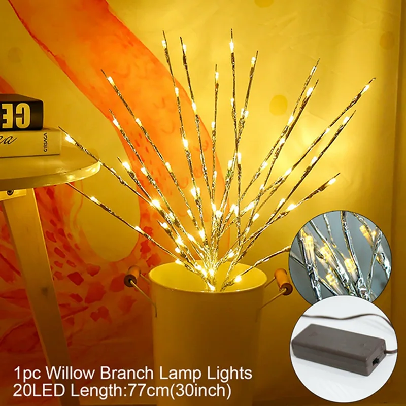 LED Willow Branch HUIRAN 20 светодиодный светильник-гирлянда со снежинками, рождественские украшения, декор для елки, рождественские украшения для дома Navidad Noel - Цвет: LED Willow Branch
