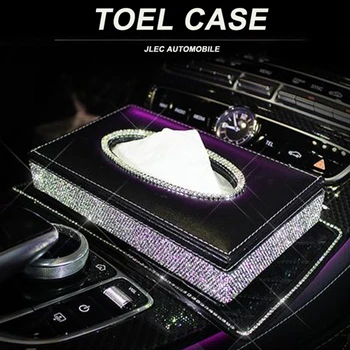 

Car Tissue Storage Boxes Crystal Diamond Swan Tissue Holder Pumping Leather Paper Towel Box with Luxurious Cover Cars Organizer