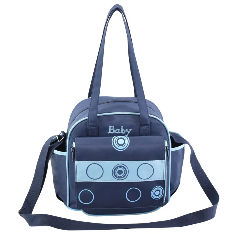 Маленькая сумка для детских подгузников для мам, сумки для подгузников для мам, многофункциональная сумка для кормящих мам на одно плечо с узором в горошек - Цвет: Navy