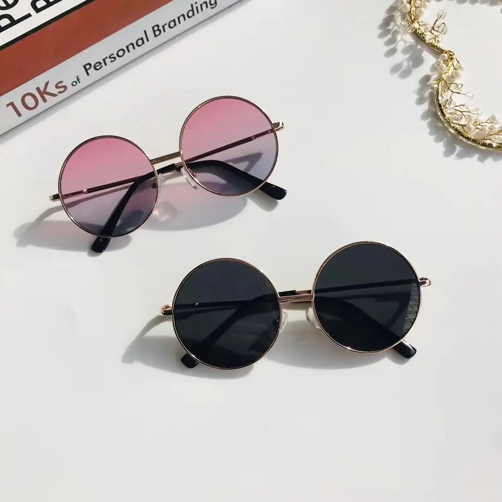 New Baby Fashion Anti-sun Sunglasses Retro Round Metal Frame Children Glasses Girls Boys Wild British Style Eye Aceessories