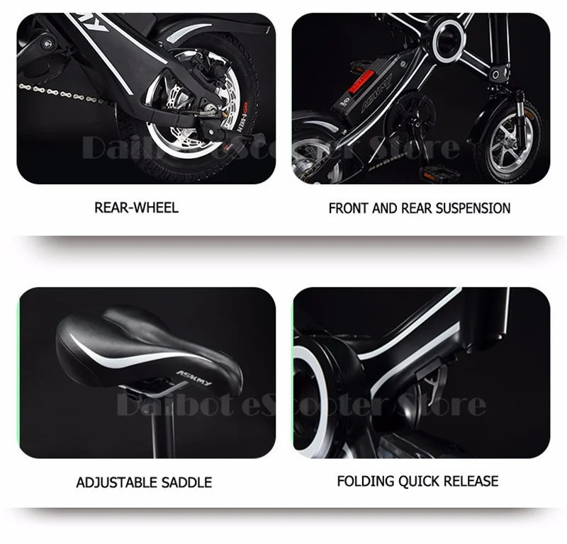 Askmy x3 Portable Electric Bike Electric Scooters With Seat 12 Inch Brushless Motor 250W 36V Foldable Electric Scooter For Adult
