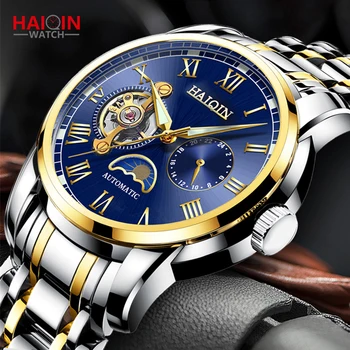 

HAIQIN Casual Men's Watch Luxury Brand Tourbillon Fashion Clock Men Business Automatic Mechanical Wristwatch Relogio Masculino