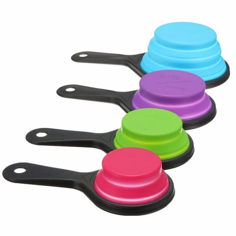 New Creative Silicone Measuring Cups Set Spoon Kitchen Tool Ice Cream Collapsible Baking Cook Wholesale