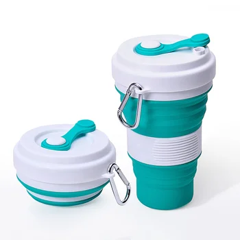 

reusable water cup 550ml silicone travel folding collapsible coffee cup Foldable coffee cup