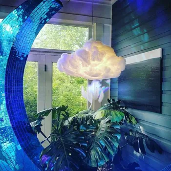 DIY Led Light Night Lamp Handmade Cotton Clouds Lights Hanging For Birthday Gift Home Bedroom Indoor Lighting Decorations#A 2
