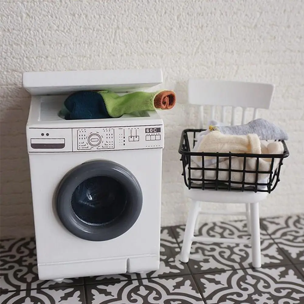 NEW 1:12 Miniature Washing Machine Mini Dollhouse Furniture for Blyth Barbies OB11 BJD Doll House Play Toys Accessories 2