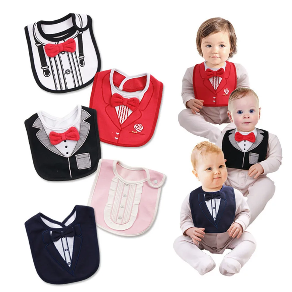 

Wet Wipes Removable Baby Bibs Waterproof Babys Kids Dinner Feeding Bib Saliva Towel Child Red Bow Tie