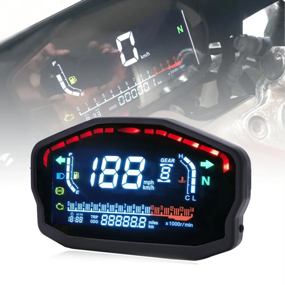 Для 1,2, 4 цилиндра мотоцикла Универсальный светодиодный ЖК-спидометр цифровой Подсветка одометр для BMW Honda Ducati Kawasaki Yamaha
