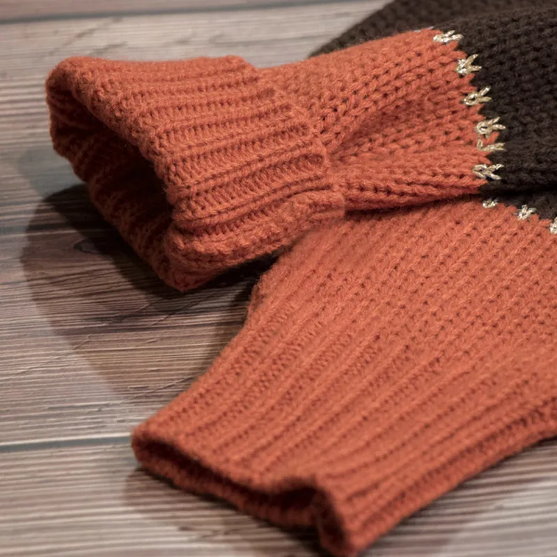 Женские модные вязаные свитера в стиле пэчворк, цветной пуловер с длинным рукавом и круглым вырезом, вязаные женские осенние и зимние теплые повседневные топы
