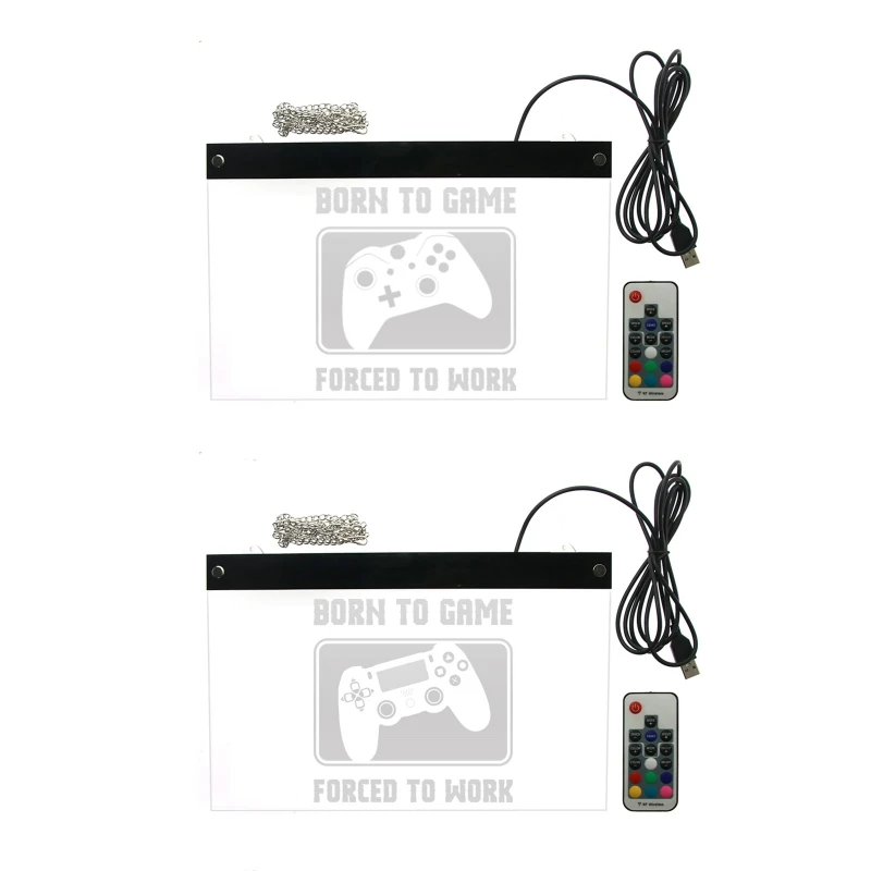 

Multi-color Hanging Tag Decorative Lights \"Born To Game Forced To Work\" Funny