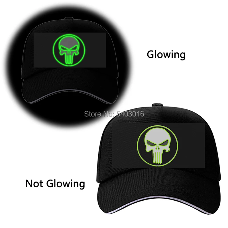 

Black Cotton Cap with EL Wire light LED Lighted Up Hat Adjustable Hip Hop Dace Cap Event Party DIY Decor Props