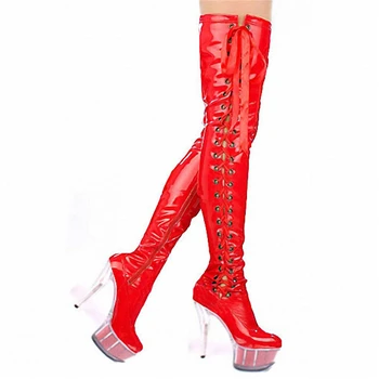 

Sexy round-headed boots 15 cm high-heeled thin-legged waterproof platform steel pipe dance shoes