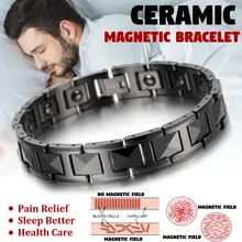 Панк черный керамический мужской стереоскопический браслет Здоровье баланс браслет с энергетическим магнитным камнем магнитотерапия браслет