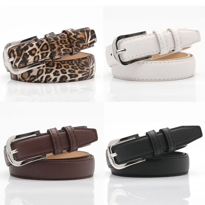 

Fashion Business Women's Belt Sexy Women Leopard Print PU Thin Waistbelt Lladies Personalized Metal Buckle Jeans Decorative Belt
