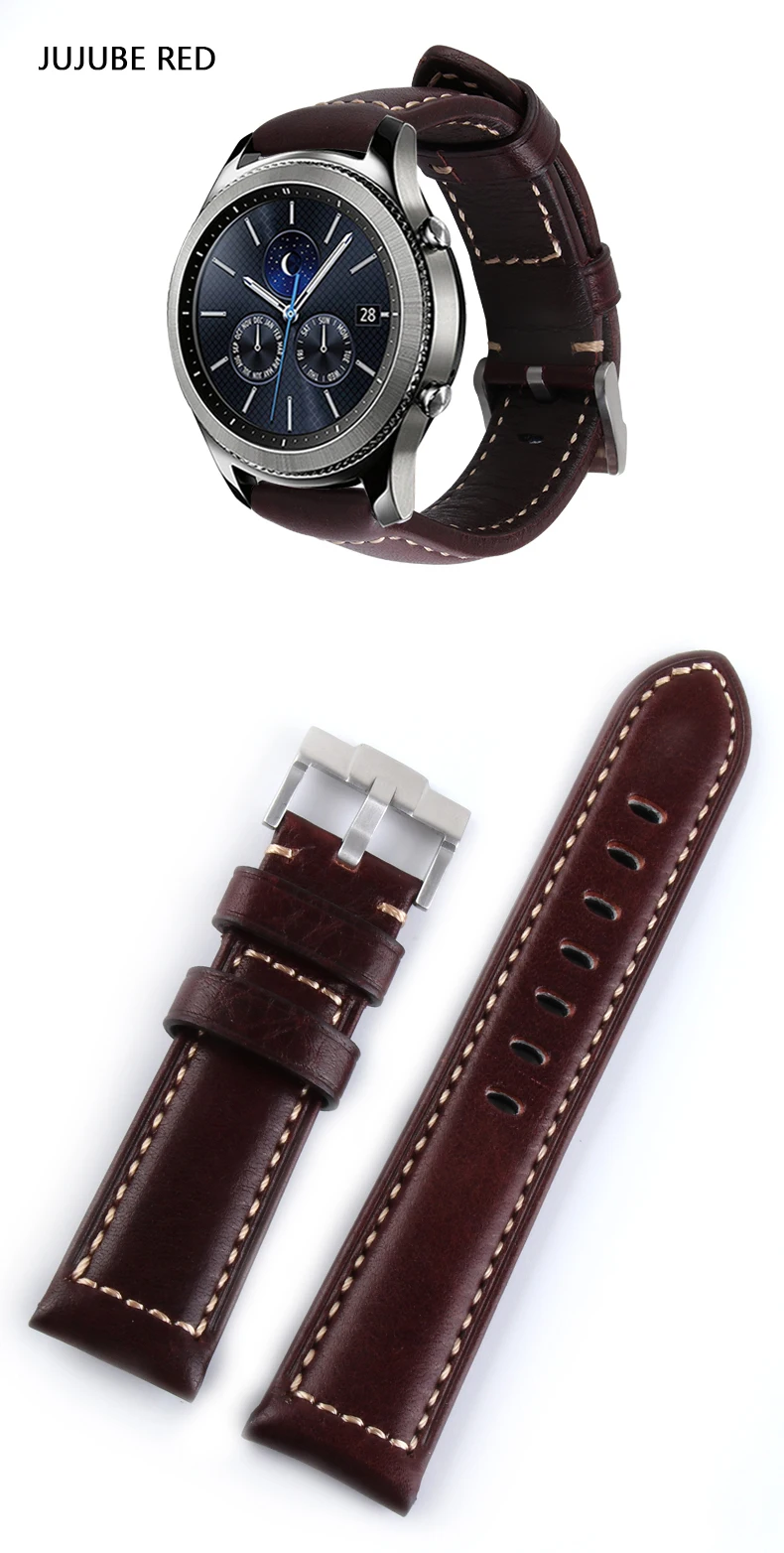 Italian Genuine Leather Watchband 22mm Quick Release for Samsung Gear S3 Classic Frontier Gear 2 Neo Live Watch Band Wrist Strap