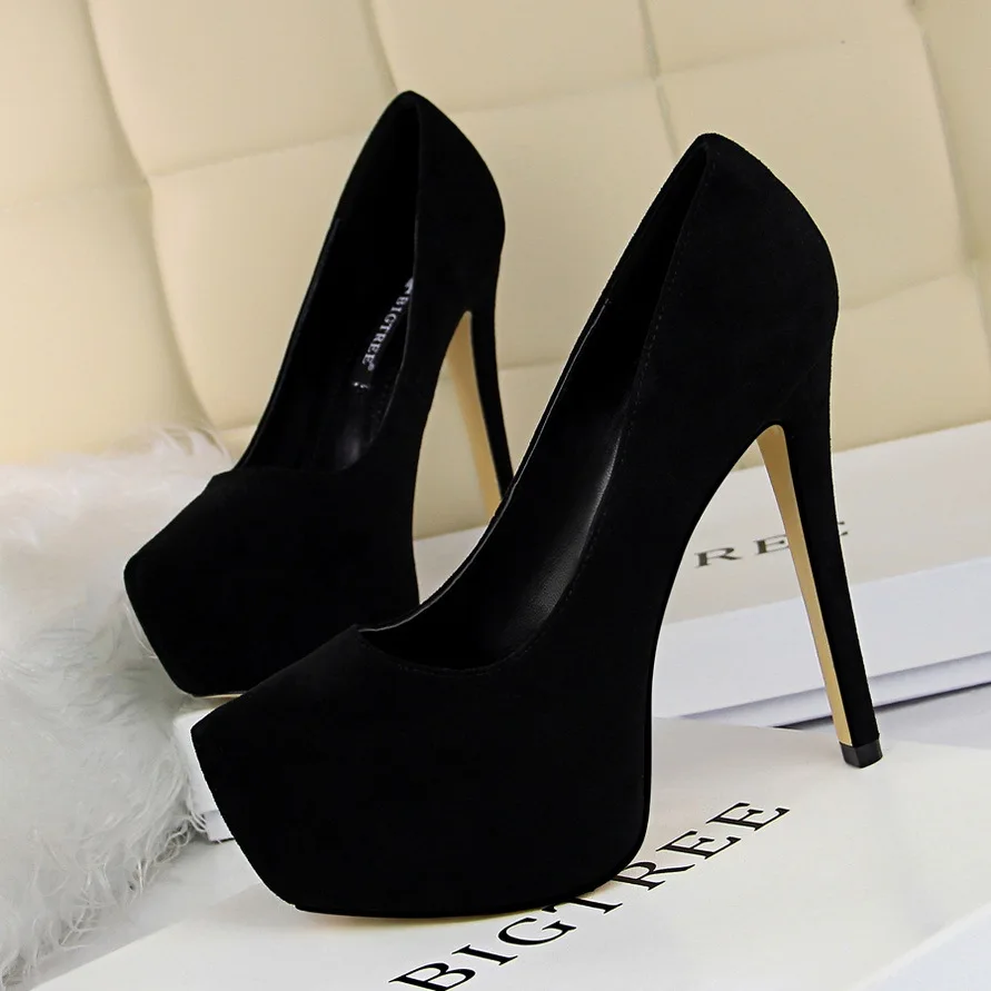 

Autumn High Heels Woman Pumps Platform PU Black White Women Shoes Platform High Heels Shoes Thick Heels Work Pumps Dress Shoes
