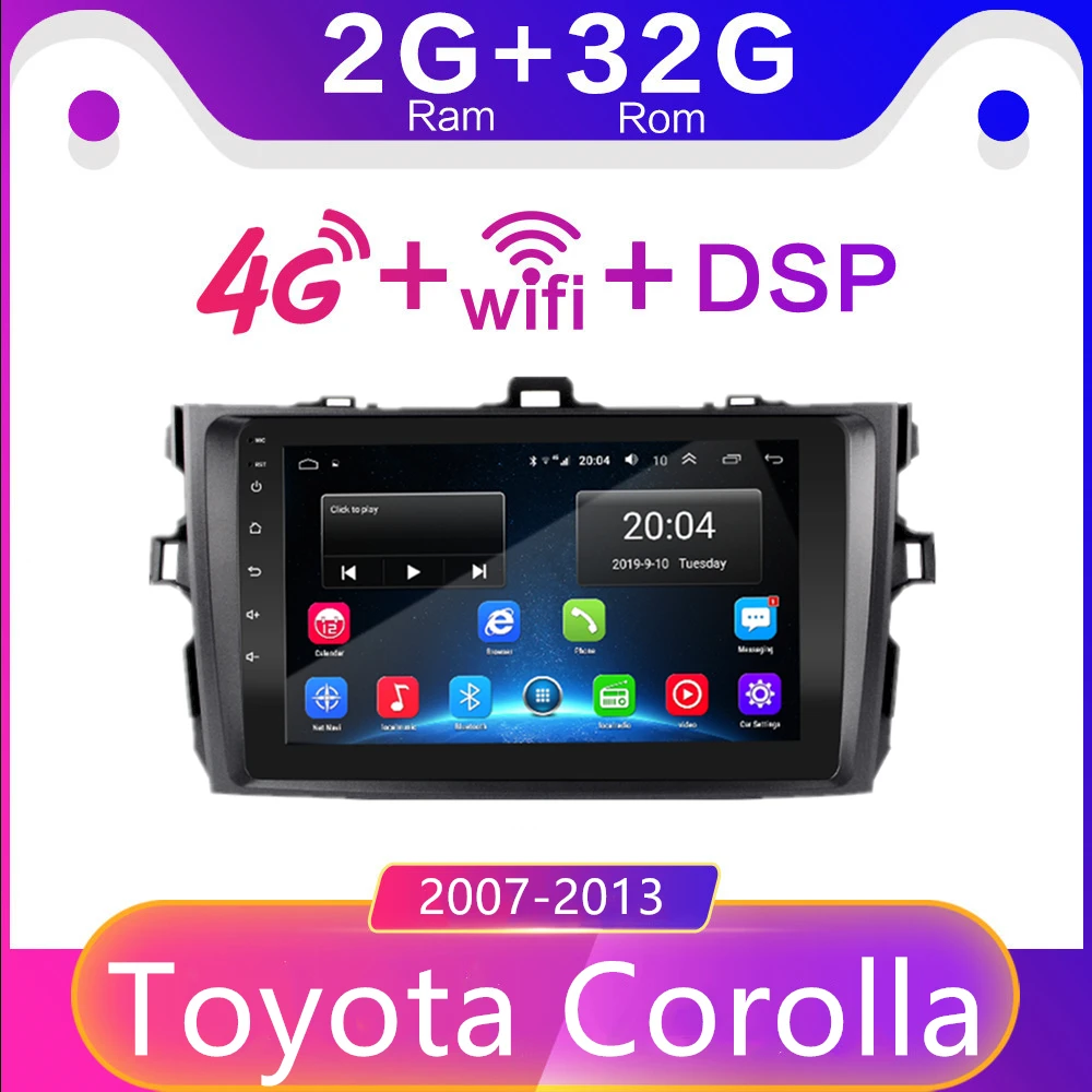 2 din Android 8.1GO для Toyota Corolla E140/150 2006-2013 автомобильный навигационный видео мультимедийный плеер Автомобильный Радио 2.5HD 4G wifi SIM