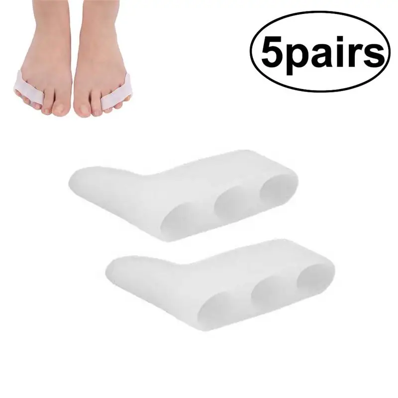 

5 Pair of Silicone Toe Separator Hallux Valgus Overlapping Toe Correctors Corrective Pads Toe Braces Holders (White)