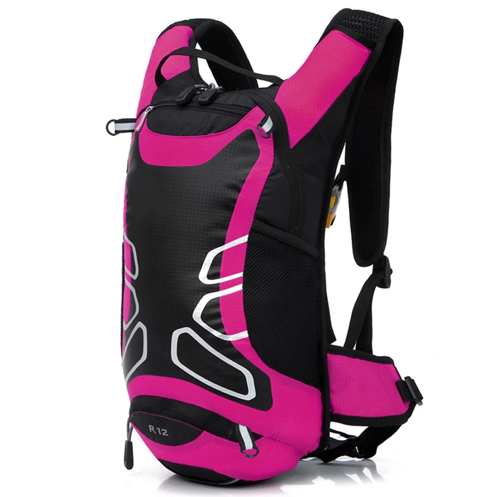 Pink Backpack 12л велосипедный гидратационный рюкзак, сумка для воды, открытый спортивный рюкзак, ночной светоотражающий рюкзак для бега с 2л мочевым пузырем, сумка для воды - Цвет: Pink Backpack