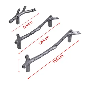 Fashion Tree Branch Furniture Handle 69mm 120165mmBlack Silver Bronze Kitchen Cabinet Handles Drawer Knobs Door Pulls Hardware