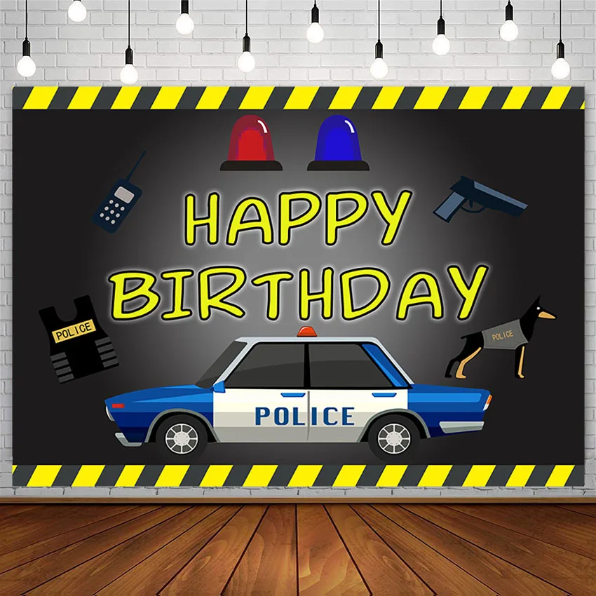 

Фон для фотосъемки Avezano, голубой полицейский тематический автомобиль для мальчиков, баннер на день рождения, фотозона для фотостудии