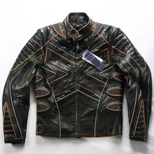 Фабричная Новинка, Мужская Светоотражающая мотоциклетная кожаная куртка, модные байкерские куртки из воловьей кожи со стоячим воротником
