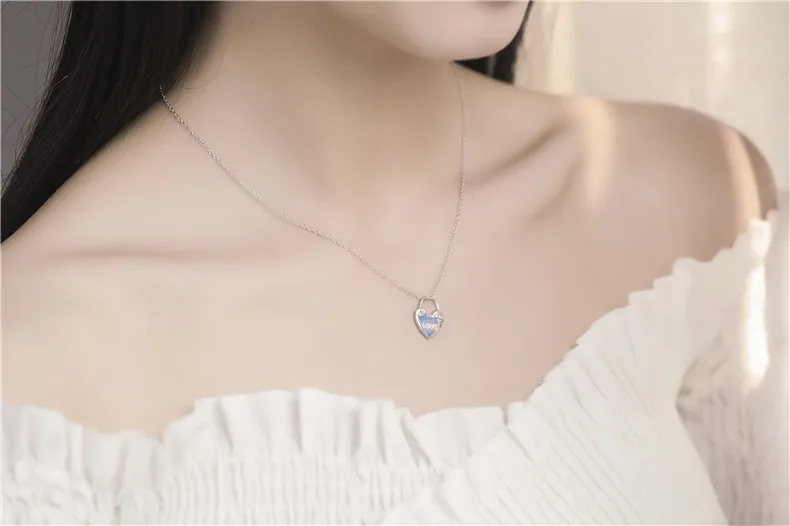 Sodrov 925 стерлингового серебра сердце замок звено цепи ожерелья и подвески женские модные ювелирные изделия HN019