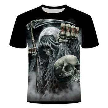 

New Mens Skull T shirts Brand punk style finger skull 3Dt- shirts Men Tops Hip hop 3d print skull punisher T-shirt dropshipping