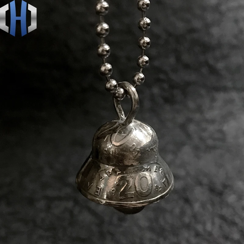 

Vintage Handmade Foreign Blessing Coin Wind Bell Pendant Car Keychain EDC Pendant