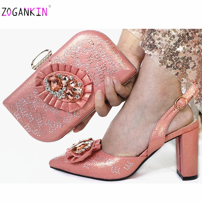 peach coloured shoes and bag