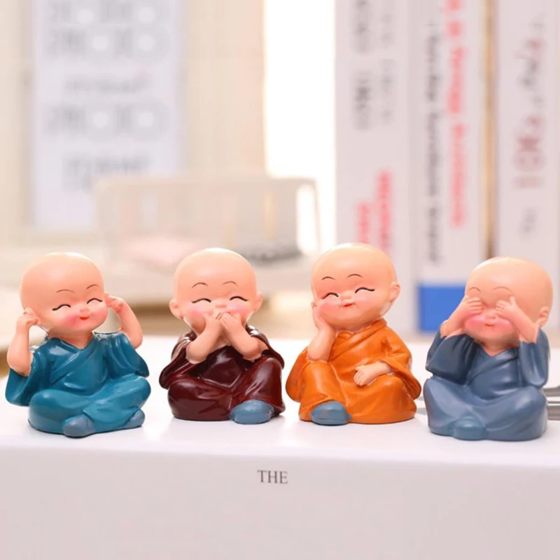 

1pcs Four Little Cute KongFu Monk Car Interior Display Decoration Car Seat Ornament Lovely Decor Dolls