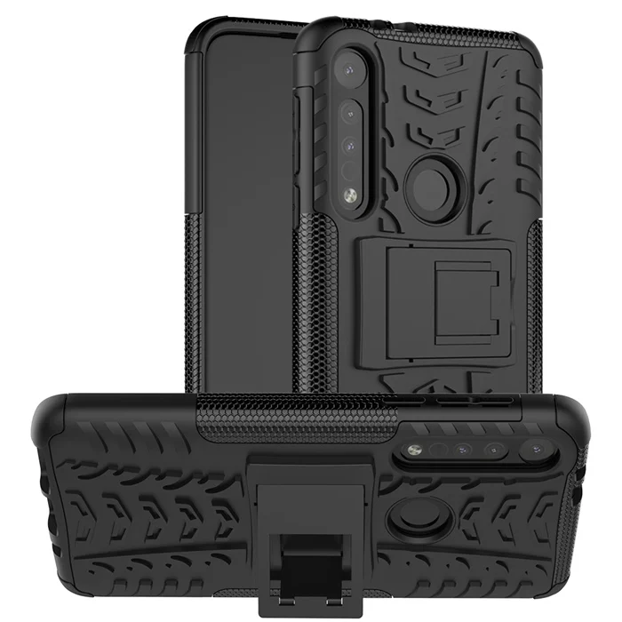 Для Motorola MOTO One Macro E6 G8 Plus G8 Play чехол Гибридный противоударный армированный ТПУ+ PC чехол-подставка для телефона для MOTO E6 E6Plus чехол - Цвет: black