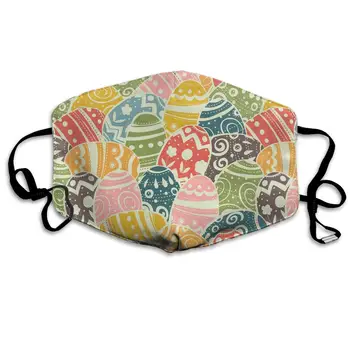 

Colorful Easter Eggs Washable Reusable Mask, Cotton Anti Dust Half Face Mouth Mask For Kids Teens Men Women With Adjustable