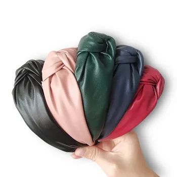

Fashion Handmade PU Leather Hairbands For Women Knotted Headband Hairband Bezel Lady Hair Accessories Hair Hoop Headdress