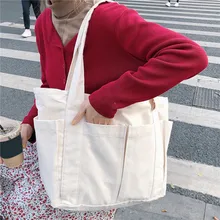 

Canvas Multi-pockets Handbag For Student School Teacher Fabric Leisure Top-handle Bag For Teenager Big Jumbo Diaper Bag
