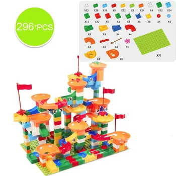 

42-296PCS ABS Assembling Slideway Building Block Big-size DIY Assembled Bricks Marble Race Run Blocks Toys for Children
