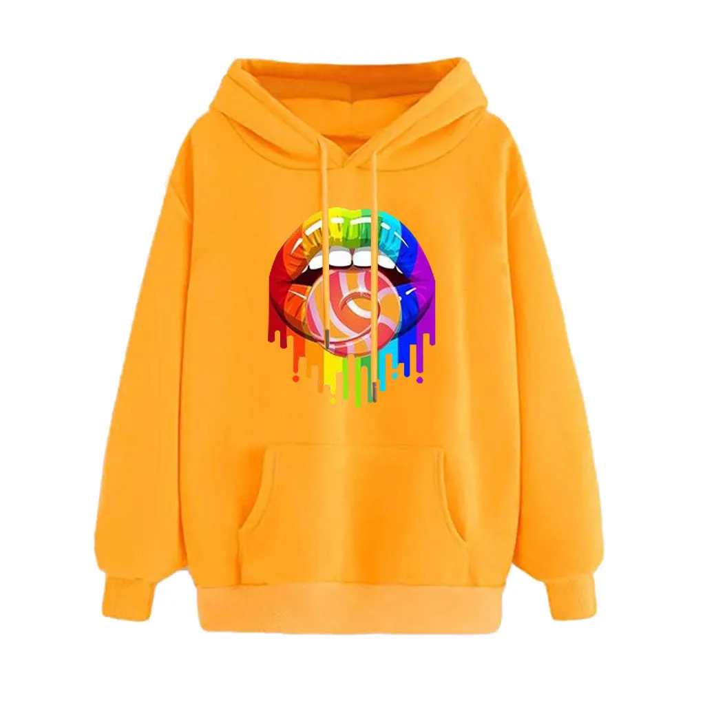 

Casual Pullover Women Autumn Winter Sweatsuit Long Sleeve Pocket Top Blouse Cartoon Print Drawstring Hoodies Women bluzy damskie