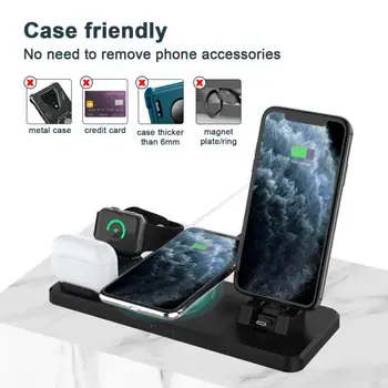 

6 In 1 Fast Wireless Charger Dock Station Fast Charging For IPhone 11 11 Pro XR XS Max 8 For Apple Watch 2 3 4 5 For AirPods Pro