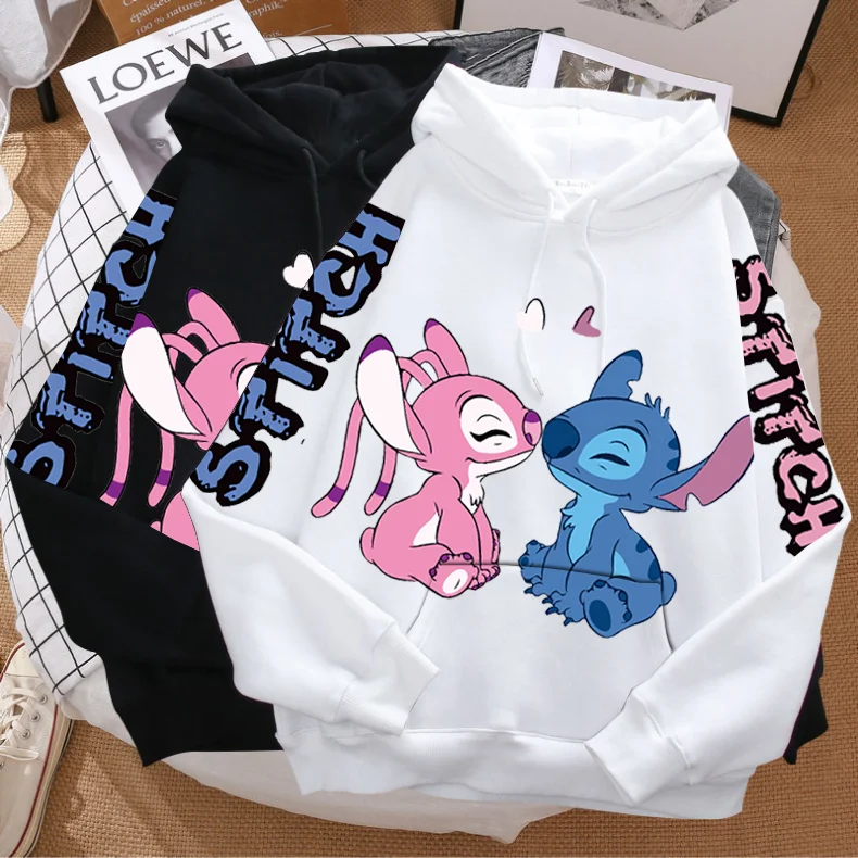 Sudadera con capucha Disney para mujer, suéter con estampado de dibujos animados y letras Stitch, estilo Harajuku, con Unisex|Sudaderas con capucha y sudaderas| - AliExpress