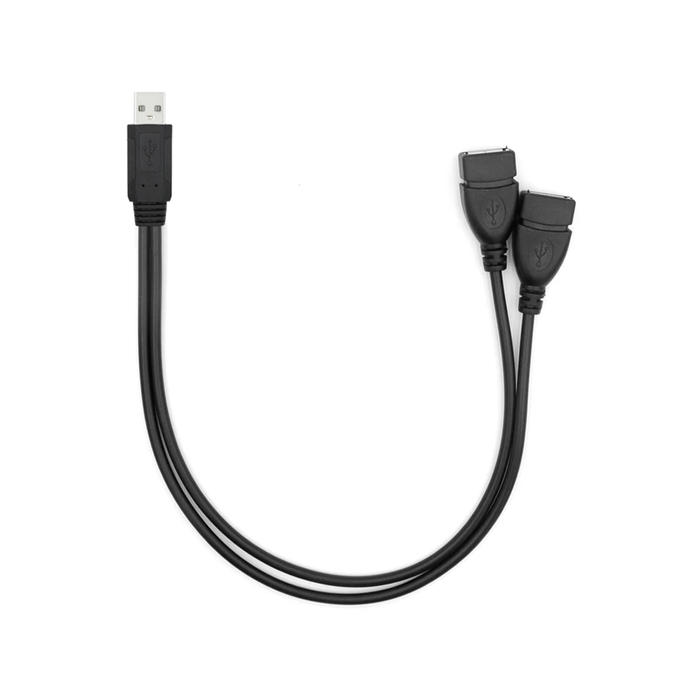 39cm USB Extender Extension Cable Charging Data Cable USB A 2.0 Male To 2 Female Y Splitter Cord For Hdd Ssd Printer Pc Camera - Цвет: black