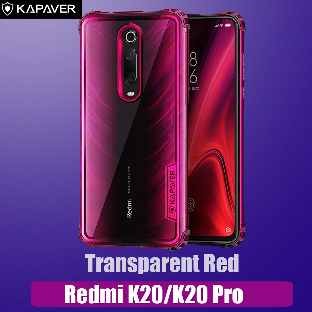 Capaver Прозрачный чехол для телефона для Xiao mi Red mi note 8 K20/K20 Pro mi MAX3 PocoPhone F1 чехол Гибридный ТПУ противоударный бампер Капа - Цвет: K20 K20ProRed