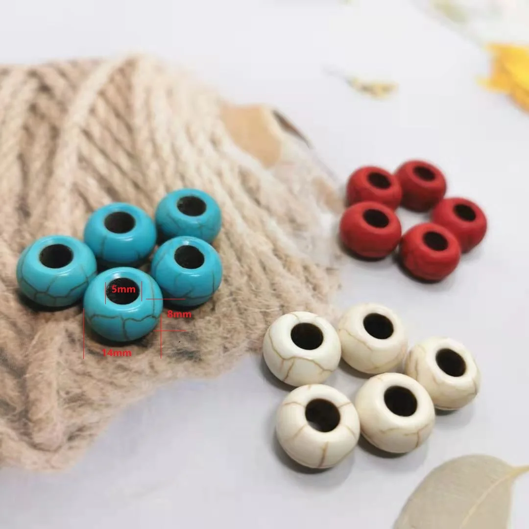 8x14mm hole 5mm Macroporous beads Turquoises blue/white/red Beads for  Jewelry Making , Abacus beads Round Loose Spacer Beads