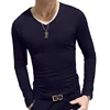 White Solid Color Basic Slim Men T-shirt Spring Autumn Bottoming Shirt Men Round Neck V-neck Casual Tops Long-sleeve Shirts ► Photo 2/6