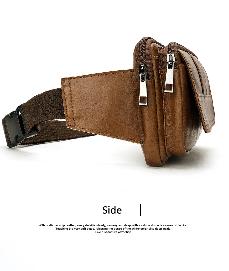 Waist Bag Leather Genuine Men Fanny Pack Money Belt Bag Phone Pouch Bags for Men Small Male Travel Waist Chest Pack 23