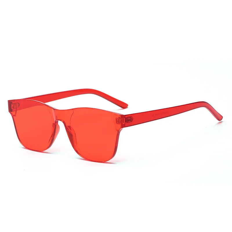 RBRARE Holiday Candy Color Sunglasses Women High Quality Rimless One-piece Sun Glasses Modis Transparent Street Beat Okulary - Цвет линз: Red